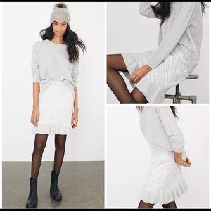 Anthropologie Zebra Ruffled Knit Mini Skirt
